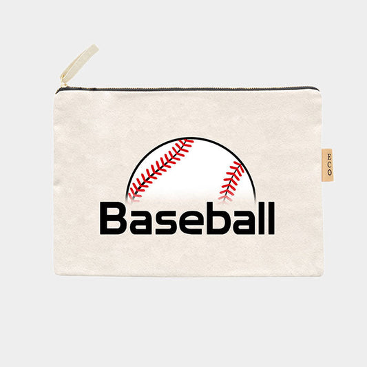 Madeline Love Ivory, White 'Baseball'Cotton Canvas Eco Pouch Bag - Bags & Wallets