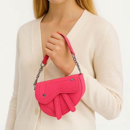 Madeline Love Fuchsia Faux Leather Mini Saddle Shoulder Crossbody Bag - Bags & Wallets