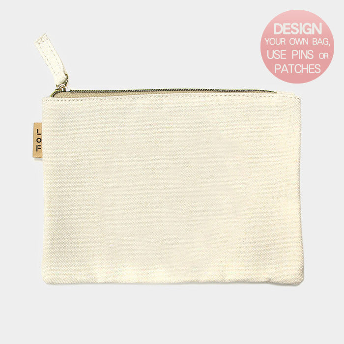 Madeline Love Ivory Plain Cotton Canvas Eco Pouch Bag - Bags & Wallets