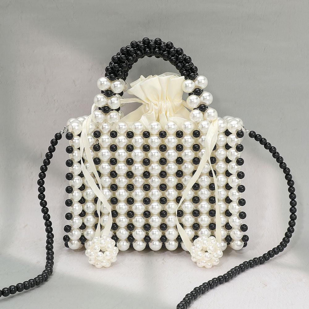 Madeline Love Black, Gold Pearl Box Top Handle Crossbody Bag - Bags & Wallets