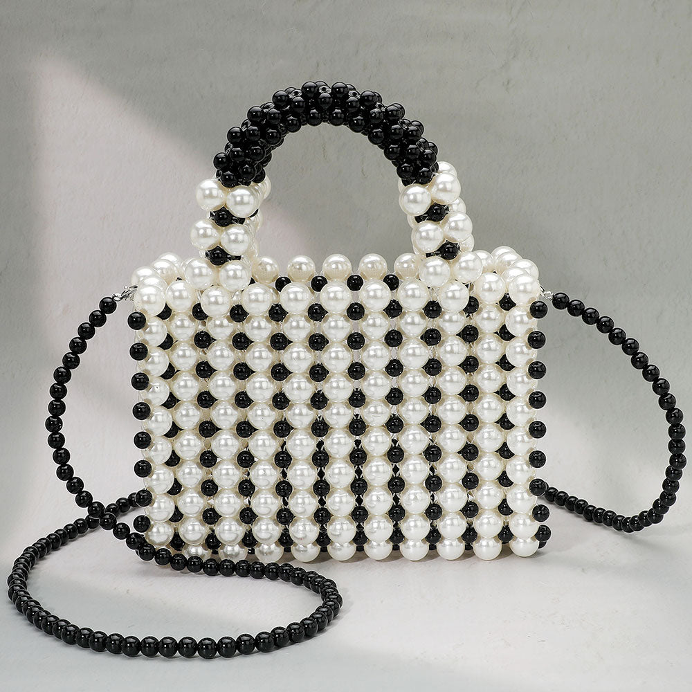 Madeline Love Black, Gold Pearl Box Top Handle Crossbody Bag - Bags & Wallets - desc