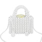 Madeline Love Rhodium, White Pearl Box Top Handle Crossbody Bag - Bags & Wallets - desc