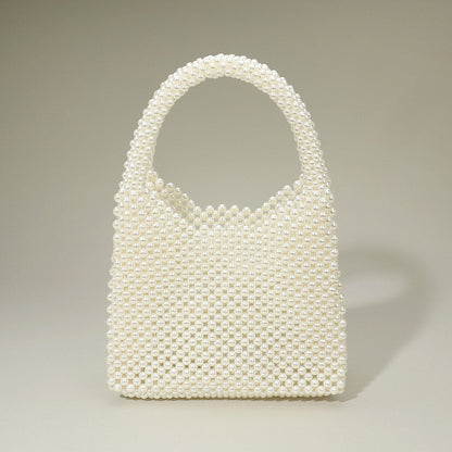 Madeline Love Cream, Gold Pearl Beaded Top Handle Handbag - Bags & Wallets