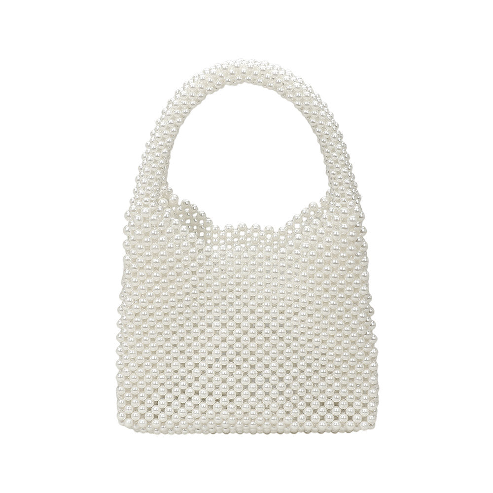 Madeline Love Rhodium, White Pearl Beaded Top Handle Handbag - Bags & Wallets - extra