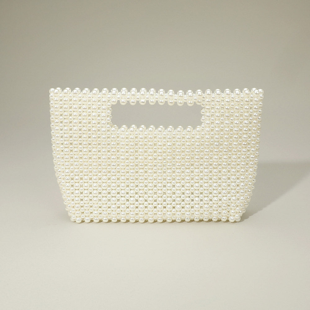 Madeline Love Cream, Gold Pearl Beaded Open Top Handbag - Bags & Wallets