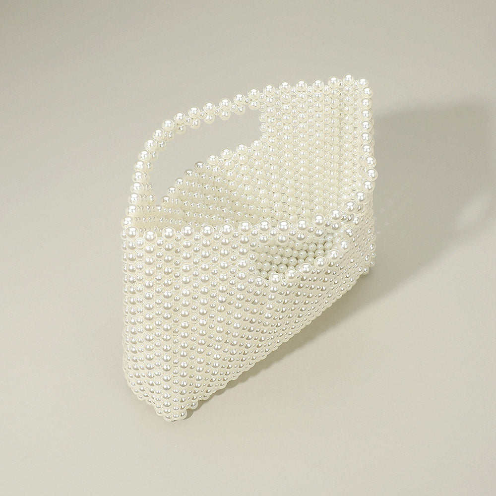 Madeline Love Cream, Gold Pearl Beaded Open Top Handbag - Bags & Wallets - extra