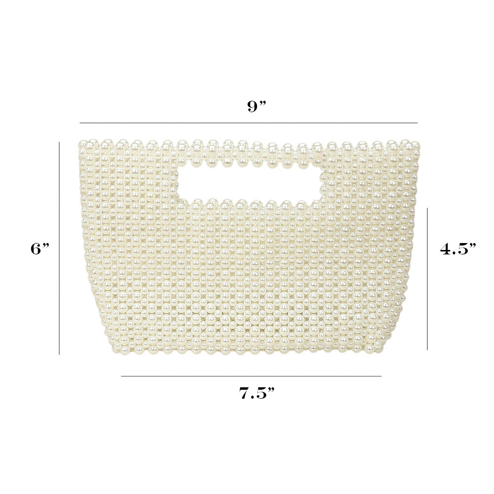 Madeline Love Cream, Gold Pearl Beaded Open Top Handbag - Bags & Wallets - extra