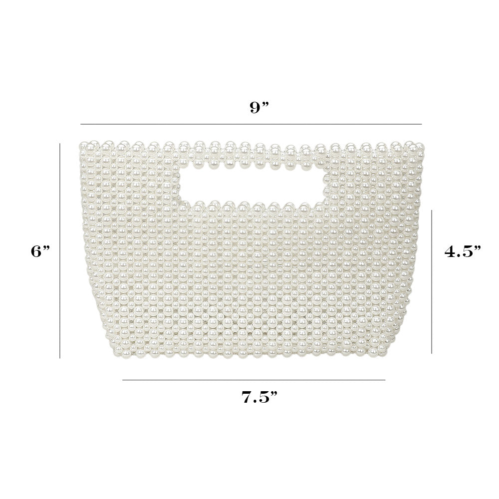 Madeline Love Rhodium, White Pearl Beaded Open Top Handbag - Bags & Wallets - extra