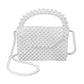 Madeline Love Rhodium, White Pearl Beaded Top Handle Flap Hand Bag / Crossbody Bag - Bags & Wallets - desc