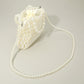 Madeline Love Cream, Gold Pearl Beaded Top Handle Drawstring Pouch Handbag / Crossbody Bag - Bags & Wallets - desc