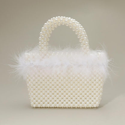 Madeline Love Cream, Gold Feather Embellished Open Top Mini Tote Bag - Bags & Wallets