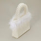 Madeline Love Cream, Gold Feather Embellished Open Top Mini Tote Bag - Bags & Wallets - desc