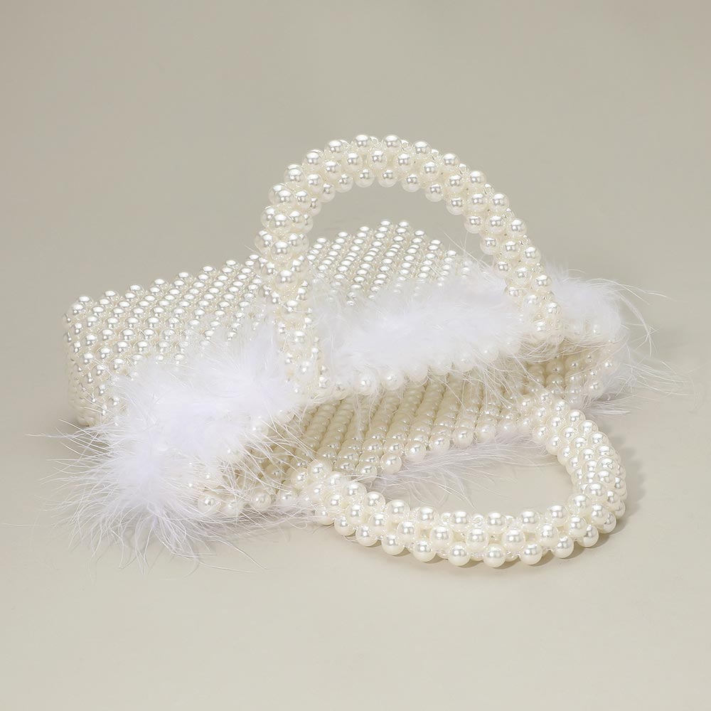 Madeline Love Cream, Gold Feather Embellished Open Top Mini Tote Bag - Bags & Wallets - extra