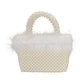 Madeline Love Cream, Gold Feather Embellished Open Top Mini Tote Bag - Bags & Wallets - extra