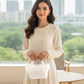 Madeline Love Rhodium, White Feather Embellished Open Top Mini Tote Bag - Bags & Wallets