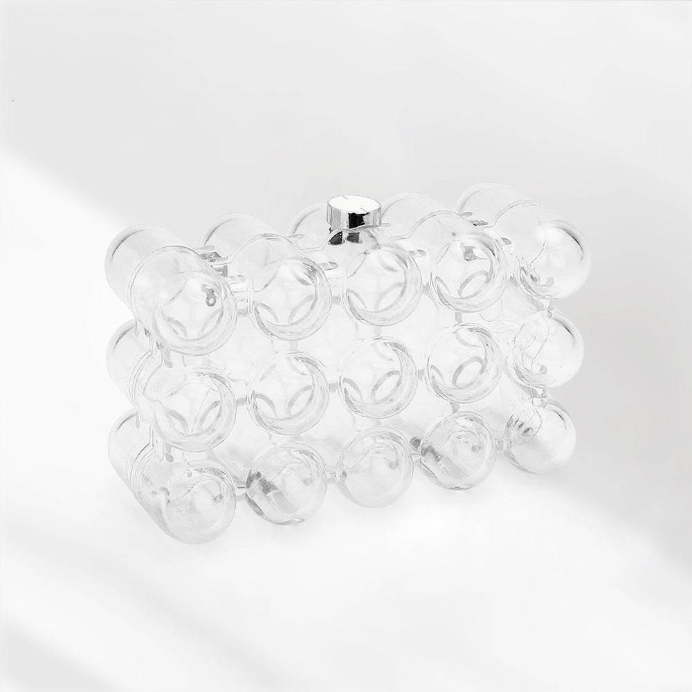 Madeline Love Clear Bubble Celluloid Acetate Transparent Box Clutch Crossbody Bag - Bags & Wallets