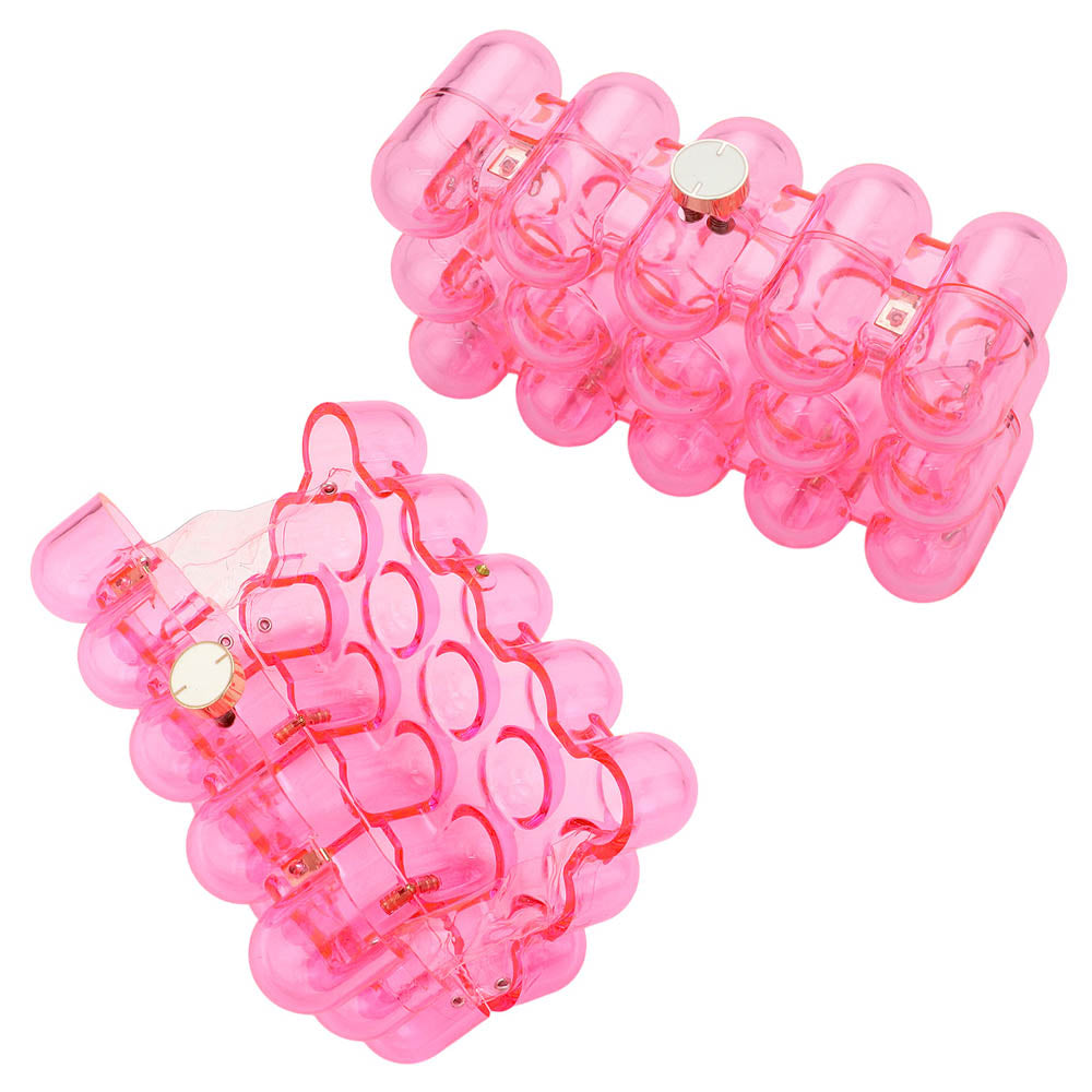 Madeline Love Clear, Pink Bubble Celluloid Acetate Transparent Box Clutch Crossbody Bag - Bags & Wallets - extra