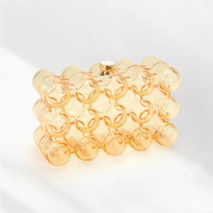 Madeline Love Clear, Yellow Bubble Celluloid Acetate Transparent Box Clutch Crossbody Bag - Bags & Wallets