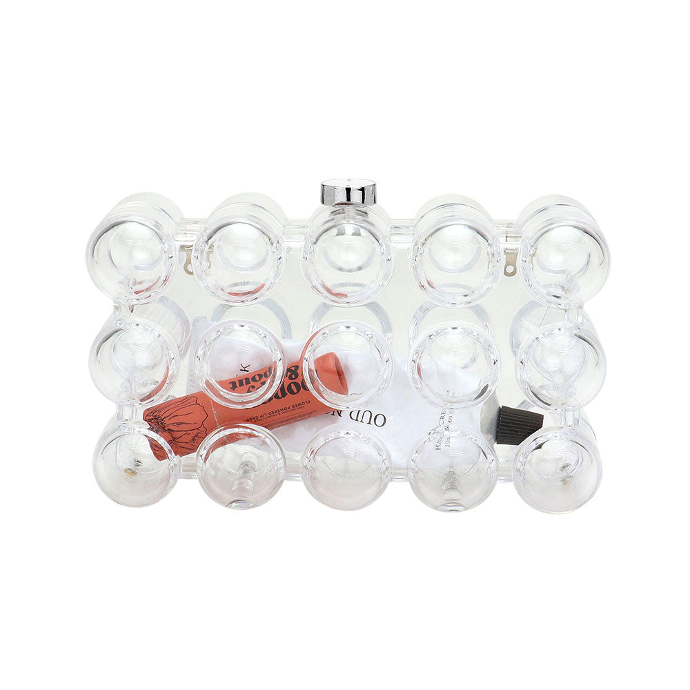 Madeline Love Clear, Yellow Bubble Celluloid Acetate Transparent Box Clutch Crossbody Bag - Bags & Wallets - extra