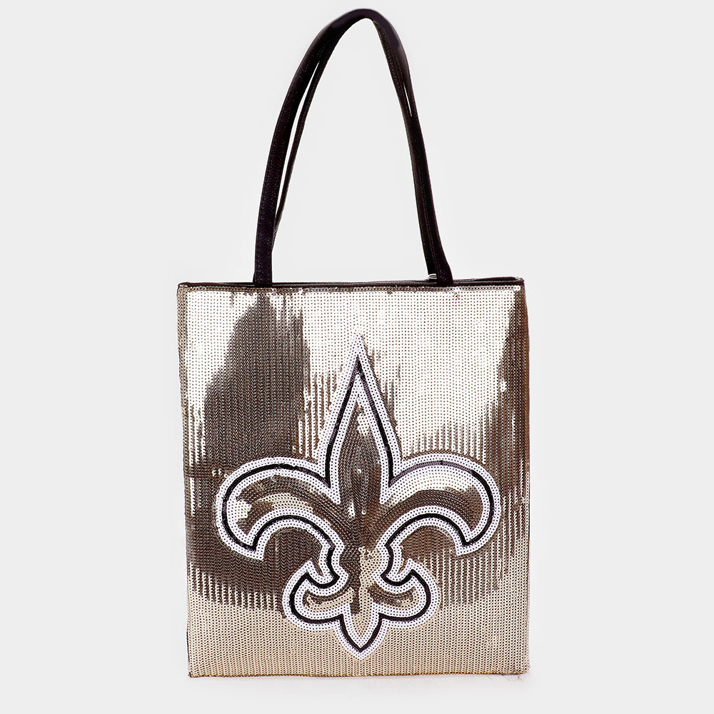Madeline Love Gold Fleur de Lis Accented Sequin Shoulder Bag - Bags & Wallets