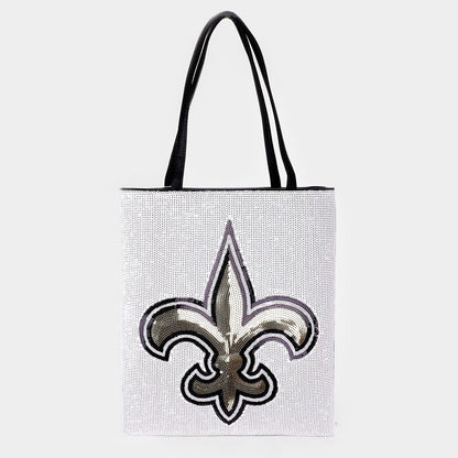 Madeline Love White Fleur de Lis Accented Sequin Shoulder Bag - Bags & Wallets