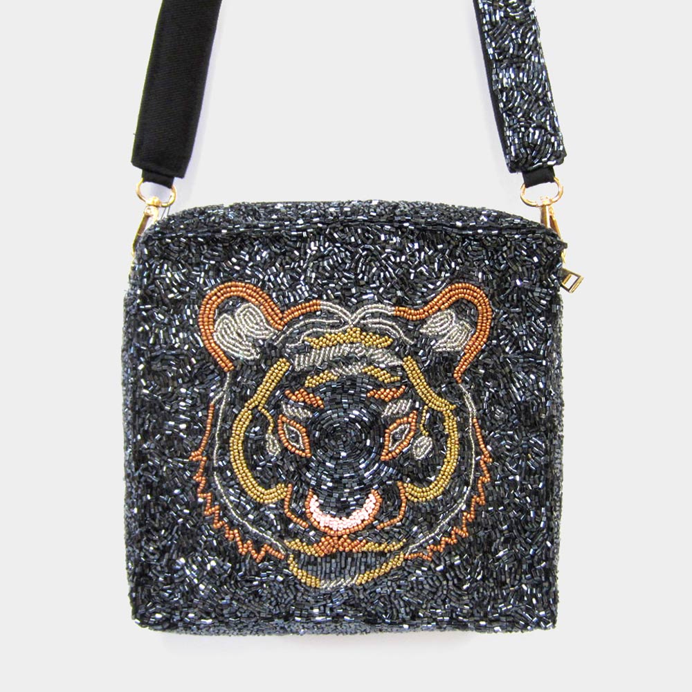 Madeline Love Black Tiger Accented Beaded Crossbody Bag - Bags & Wallets
