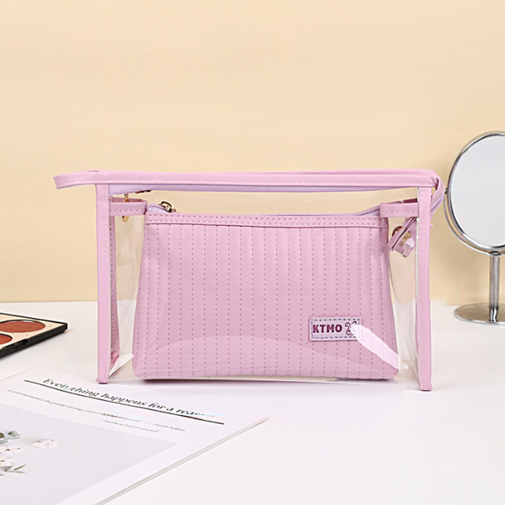 Madeline Love Lavender 2PCS - Double Layer Makeup Pouch Bags - Beauty & Cosmetics