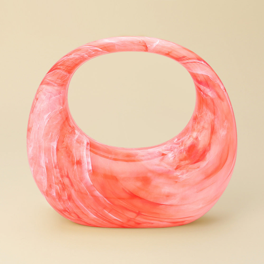Madeline Love Coral Marbled Acrylic Crescent Handbag - Bags & Wallets