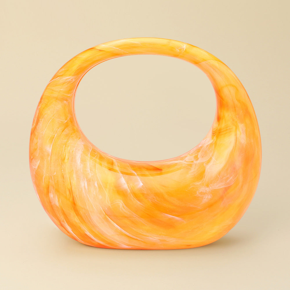 Madeline Love Orange Marbled Acrylic Crescent Handbag - Bags & Wallets
