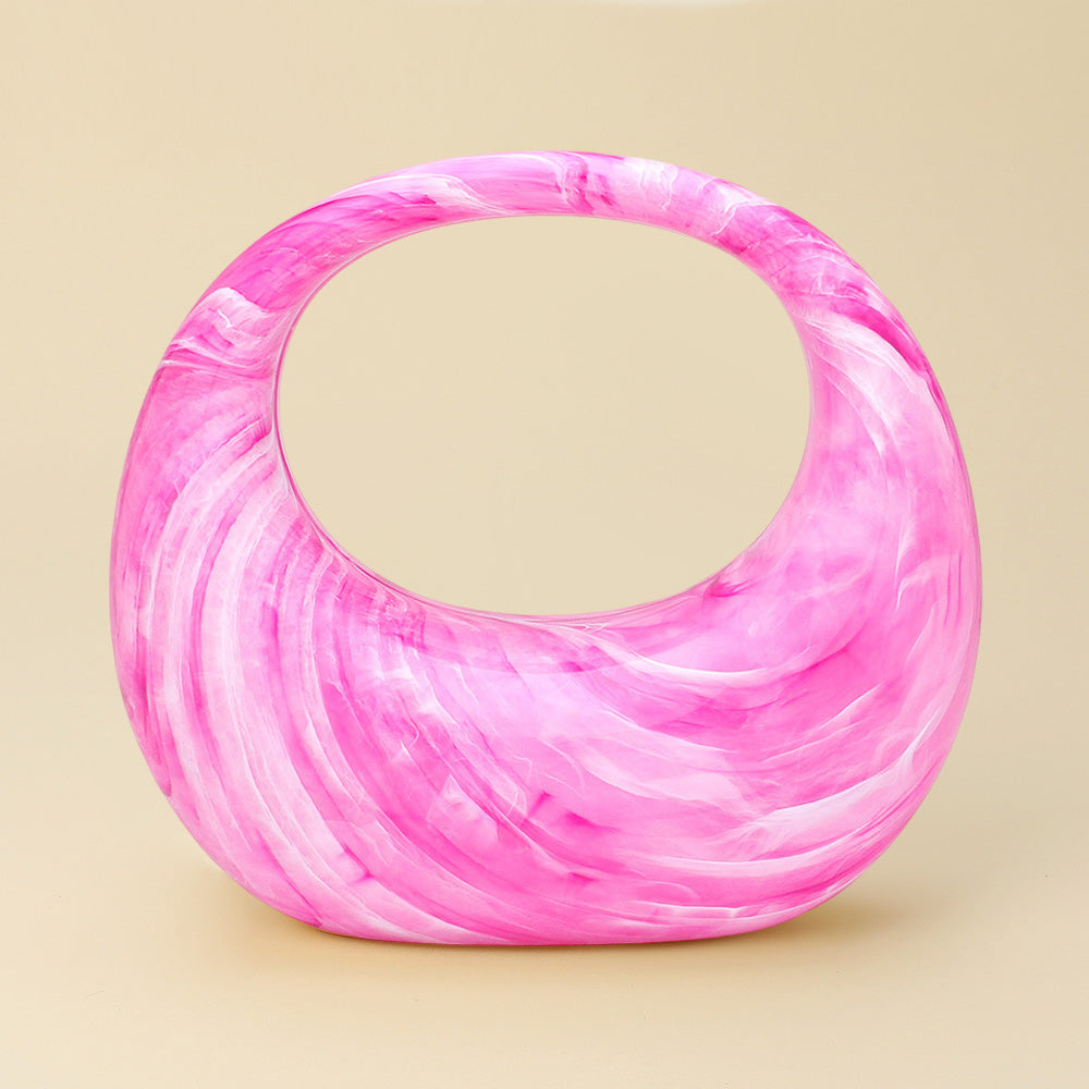 Madeline Love Pink Marbled Acrylic Crescent Handbag - Bags & Wallets