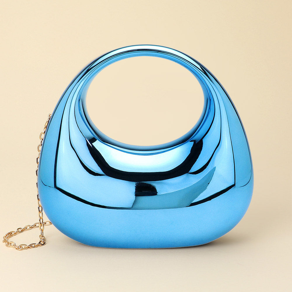 Madeline Love Blue Metallic Acrylic Crescent Handbag - Bags & Wallets