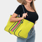Madeline Love Mustard 2PCS - Color Block Accented Solid Beach Tote Bag and Mini Pouch Bag Set - Bags & Wallets
