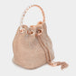 Madeline Love Rose Gold Bling Rhinestone Mesh Metal Draw String with Glass Stone Embellished Top Handle Bucket Bag / Crossbody Bag - Bags & Wallets - desc