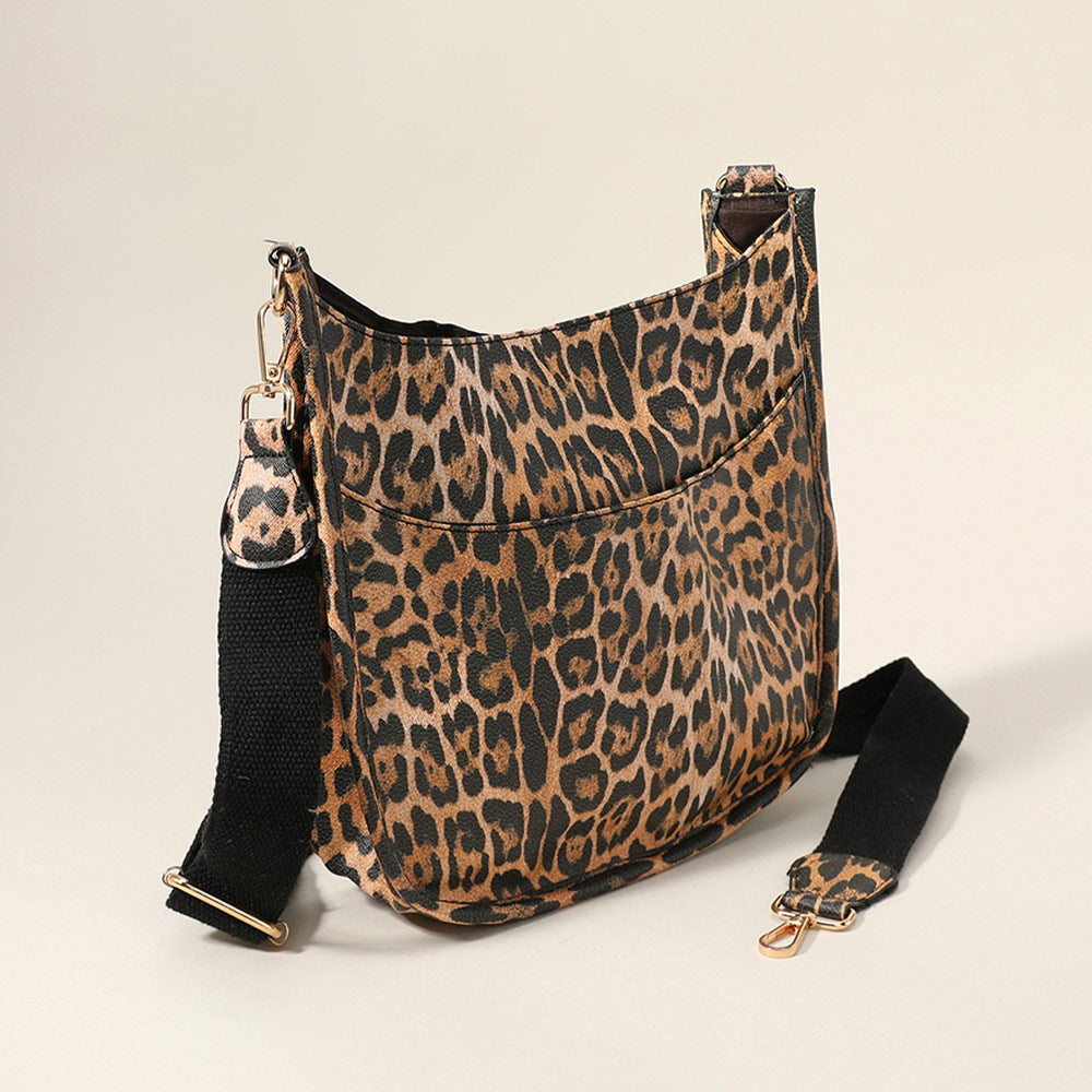 Madeline Love Black, Brown Leopard Patterned Faux Leather Crossbody Bag - Bags & Wallets