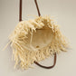 Madeline Love Ivory Woven Raffia Fringe Handbag / Tote Bag - Bags & Wallets - desc