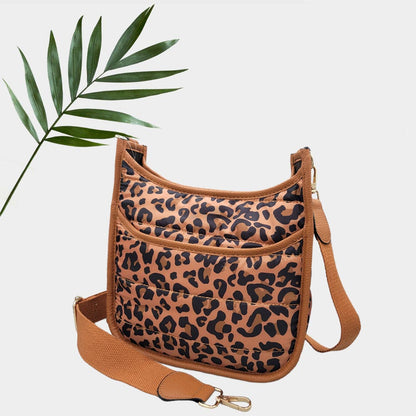 Madeline Love Leopard Leopard Patterned Quilted Shiny Puffer Mini Crossbody Bag - Bags & Wallets