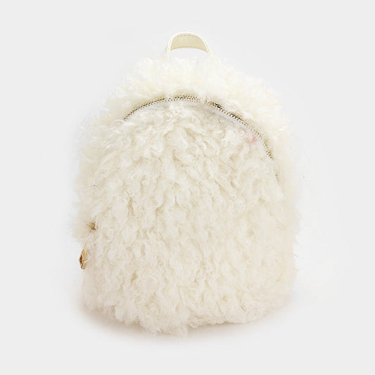 Madeline Love Ivory Faux Fur Backpack Bag - Bags & Wallets