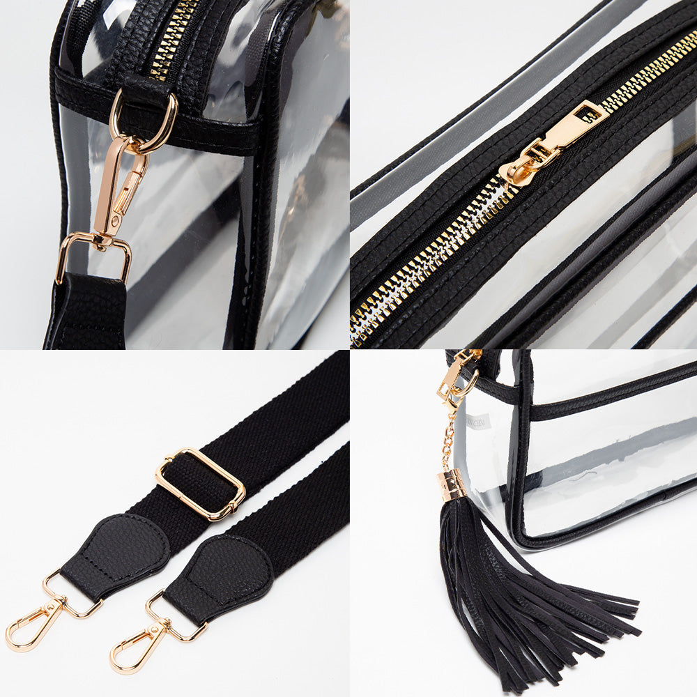 Madeline Love Clear, Leopard Transparent Tassel Crossbody Bag - Bags & Wallets - extra
