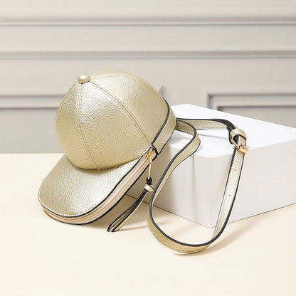 Madeline Love Gold Solid Faux Leather Baseball Cap Crossbody Bag - Bags & Wallets