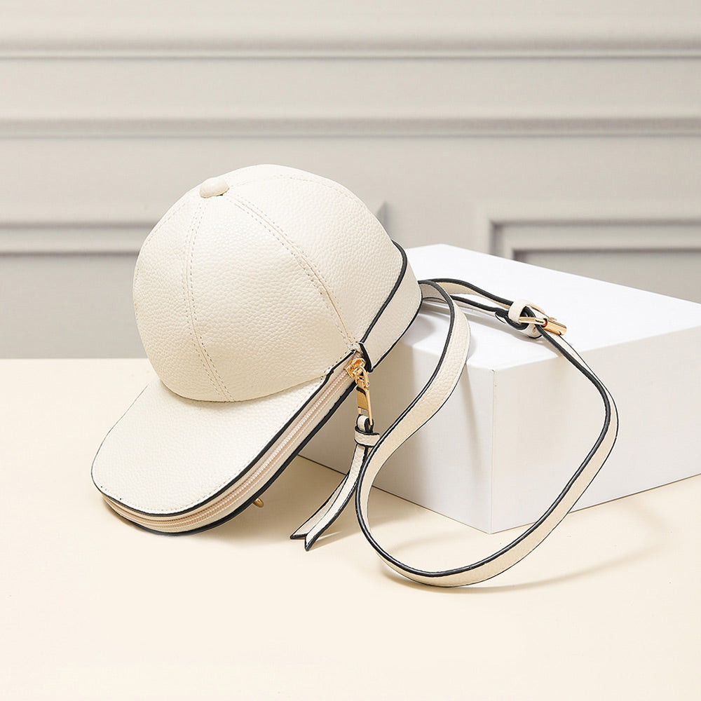 Madeline Love Ivory Solid Faux Leather Baseball Cap Crossbody Bag - Bags & Wallets