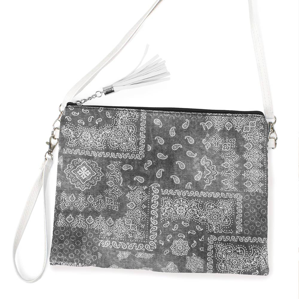 Madeline Love Black Paisley Patterned Wristlet Clutch / Crossbody Bag - Bags & Wallets - desc