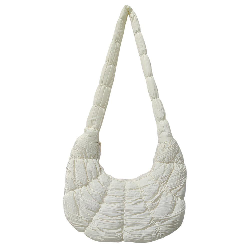 Madeline Love Ivory Quilted Puffer Croissant Cloud Crossbody Bag - Bags & Wallets - desc