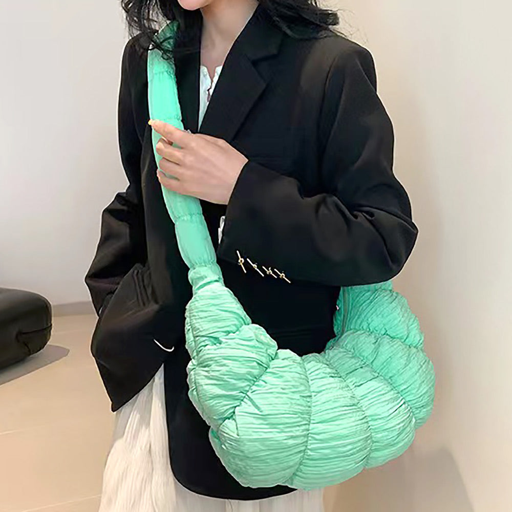 Madeline Love Mint Quilted Puffer Croissant Cloud Crossbody Bag - Bags & Wallets