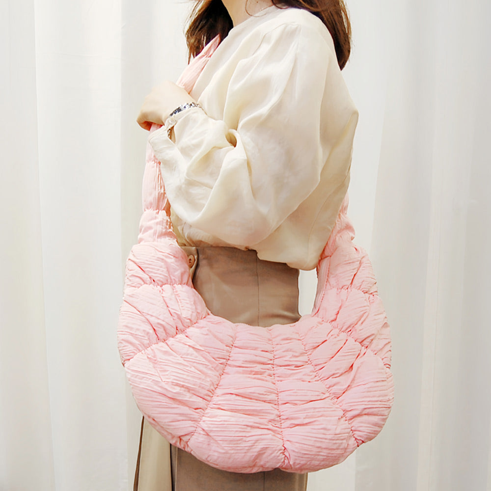 Madeline Love Pink Quilted Puffer Croissant Cloud Crossbody Bag - Bags & Wallets