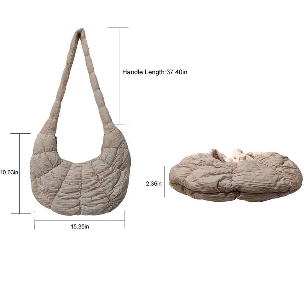 Madeline Love Pink Quilted Puffer Croissant Cloud Crossbody Bag - Bags & Wallets - extra