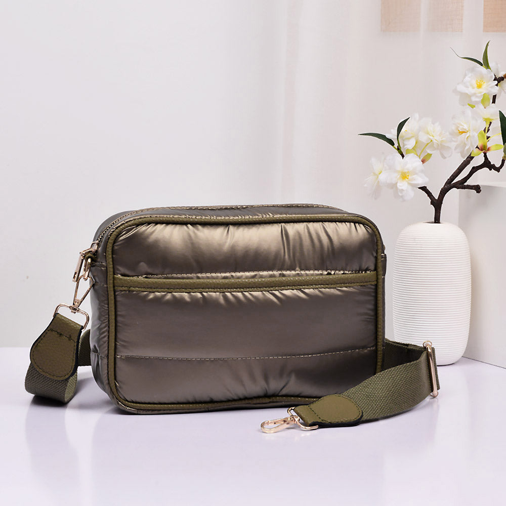 Madeline Love Bronze Solid Rectangle Puffer Crossbody Bag - Bags & Wallets