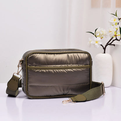 Madeline Love Bronze Solid Rectangle Puffer Crossbody Bag - Bags & Wallets