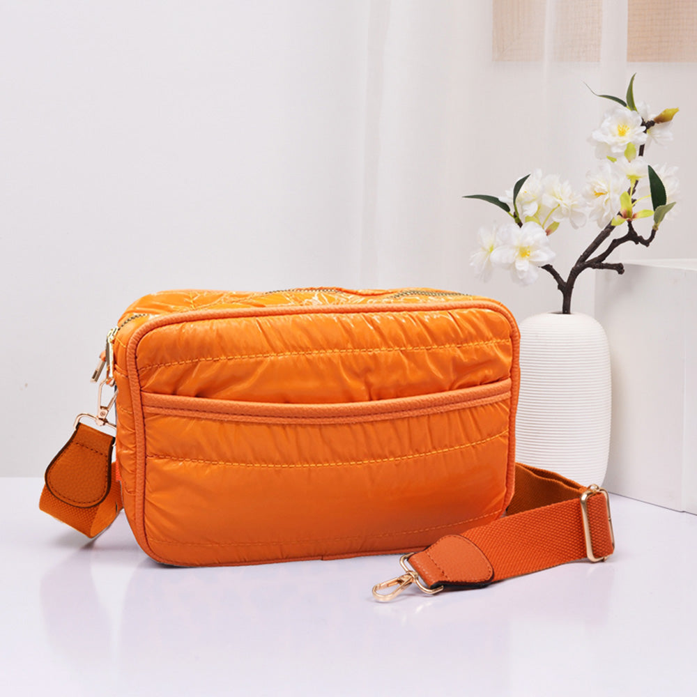 Madeline Love Orange Solid Rectangle Puffer Crossbody Bag - Bags & Wallets