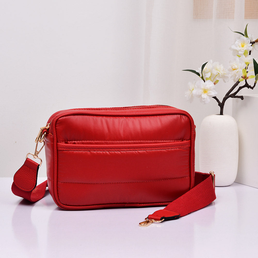 Madeline Love Red Solid Rectangle Puffer Crossbody Bag - Bags & Wallets