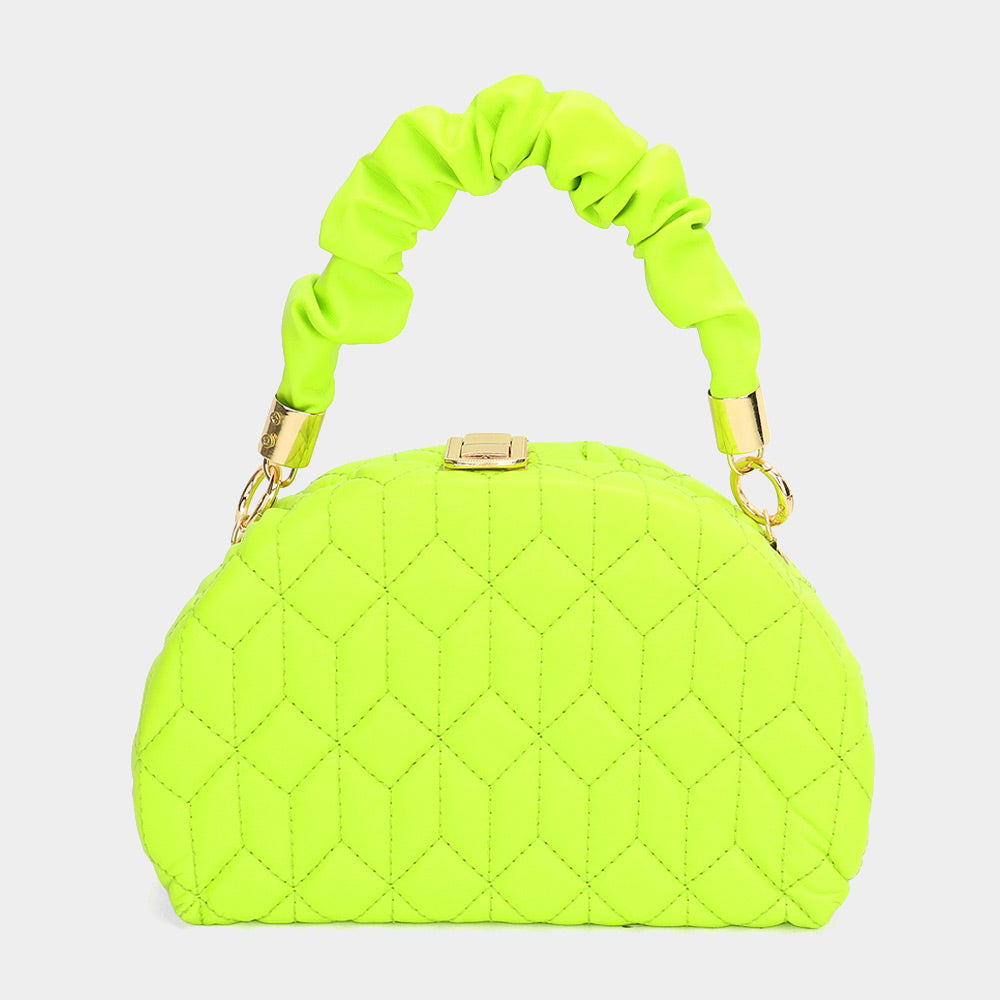 Madeline Love Green, Neon Quilted Solid Tote / Crossbody Bag - Bags & Wallets